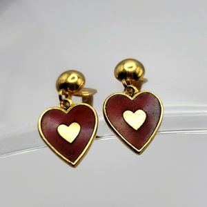 Vintage heart clip earrings